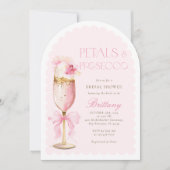 Roze Bow Petals Prosecco Vrijgezellenfeest Arch Kaart (Voorkant)