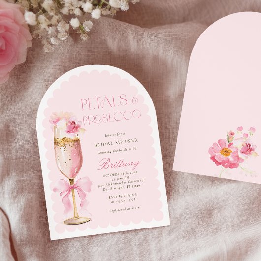 Roze Bow Petals Prosecco Vrijgezellenfeest Arch Kaart