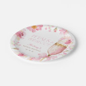 Roze Bow Petals Prosecco Vrijgezellenfeest Papieren Bordje (Gekanteld)