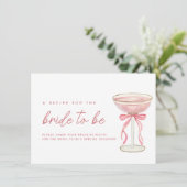 Roze Bow Petals & Prosecco Vrijgezellenfeest Recep Informatiekaartje (Staand voorkant)