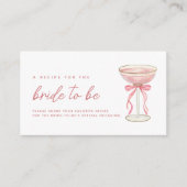 Roze Bow Petals & Prosecco Vrijgezellenfeest Recep Informatiekaartje (Voorkant)