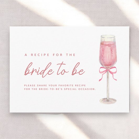 Roze Bow Petals & Prosecco Vrijgezellenfeest Recep Informatiekaartje