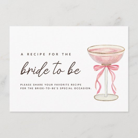 Roze Bow Petals & Prosecco Vrijgezellenfeest Recep Informatiekaartje (Voorkant)