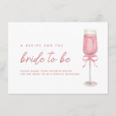 Roze Bow Petals & Prosecco Vrijgezellenfeest Recep Informatiekaartje (Voorkant)