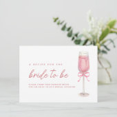 Roze Bow Petals & Prosecco Vrijgezellenfeest Recep Informatiekaartje (Staand voorkant)