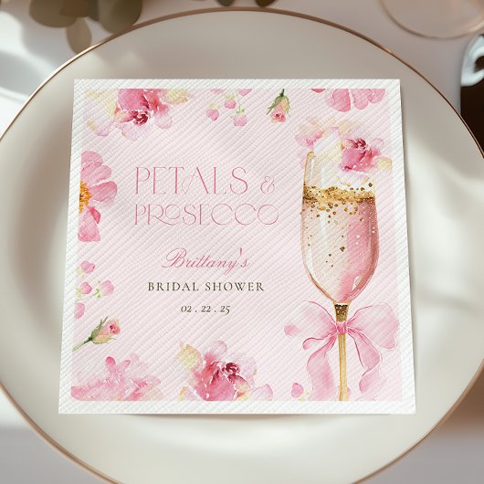 Roze Bow Petals Prosecco Vrijgezellenfeest Servet