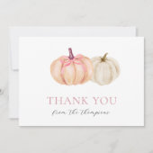 Roze Bow Pompoen Baby Meisje Dank je Bedankkaart (Voorkant)