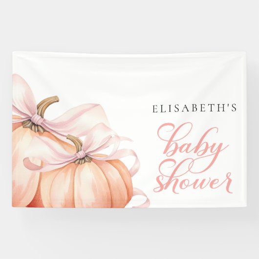 Roze Bow Pompoen Baby shower Achtergrond Banner (Horizontaal)