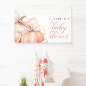 Roze Bow Pompoen Baby shower Achtergrond Banner (Insitu)