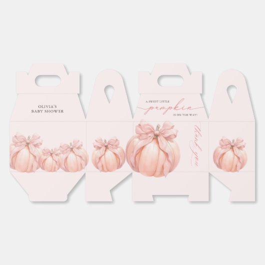 Roze Bow Pompoen Baby shower Favoriet Box Bedankdoosjes (Ongevouwen)
