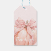 Roze Bow Pompoen Baby shower Gift Labels Cadeaulabel (Voorkant)