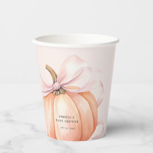Roze Bow Pompoen Baby shower Papieren Cup Bekers