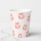 Roze Bow Pompoen Baby shower Papieren Cup Bekers (Achterkant)