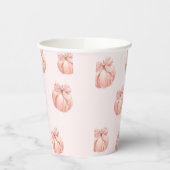 Roze Bow Pompoen Baby shower Papieren Cup Bekers (Links)