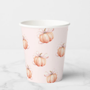 Roze Bow Pompoen Baby shower Papieren Cup Bekers