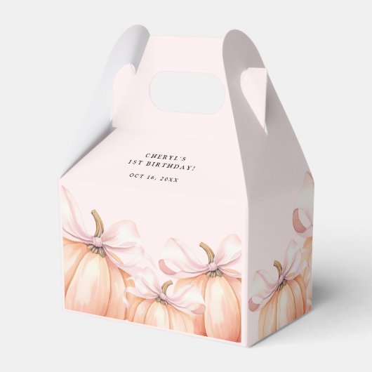 Roze Bow Pompoen Meisje Eerste Verjaardag Favoriet Bedankdoosjes (Achterkant)