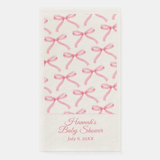 Roze Bow Preppy Baby shower Gastenhanddoekservette Servet (Voorkant)