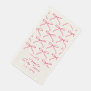 Roze Bow Preppy Baby shower Gastenhanddoekservette Servet