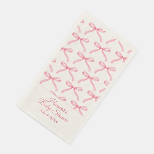 Roze Bow Preppy Baby shower Gastenhanddoekservette Servet (Hoek)