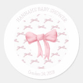 Roze Bow Preppy Baby shower Label, Sticker (Voorkant)