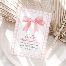 Roze Bow preppy Coquette 1e verjaardag