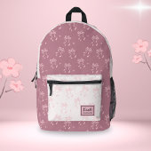 Roze Bow Preppy Coquette Aangepaste scriptnaam Bedrukte Rugzak