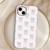 Roze Bow Preppy Coquette Patroon Monogram Initiale Case-Mate iPhone Case