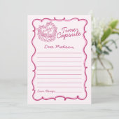 Roze Bow Retro Coquette Cake Time Capsule Kaart (Staand voorkant)