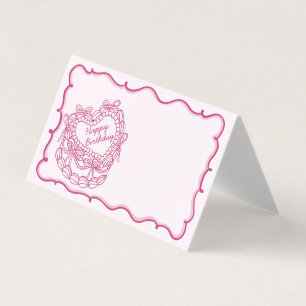 Roze Bow Retro Coquette Cake Verjaardag Plaats Kaa Kaart