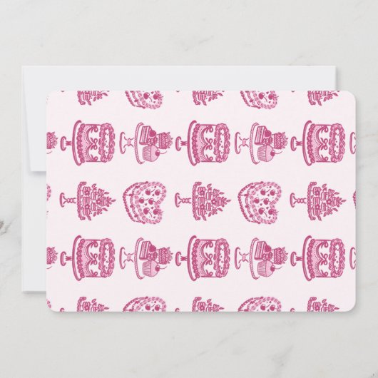 Roze Bow Retro Hart Coquette Cake Bachelorette Kaart (Achterkant)