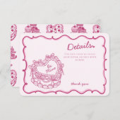 Roze Bow Retro Hart Coquette Cake Details Invoegen Informatiekaartje (Voorkant / Achterkant)