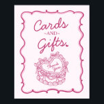 Roze Bow Retro Hart Coquette Cake Kaarten & Gesche Poster<br><div class="desc">Geniet van de charme van ons Retro Coquette Cake Collectie. Dit kersenzoete ensemble beschikt over een hartvormige coquettaart versierd met roze coquettebogen en zoete boterroomkers, die de essentie van de klassieke romance vastleggen. Perfect voor degenen die houden van een vleugje nostalgische zoetheid, dit collectie voegt een speelse en elegante vibe...</div>