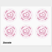 Roze Bow Retro Hart Coquette Taart Envelop Ronde Sticker (Vel)