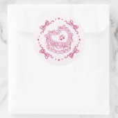Roze Bow Retro Hart Coquette Taart Envelop Ronde Sticker (Tas)