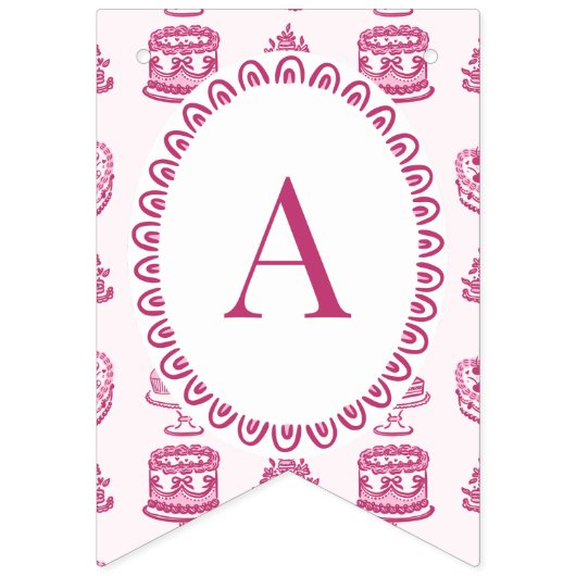 Roze Bow Retro Hart Coquette Taart Gelukkige Verja Vlaggetjes (Derde vlag)