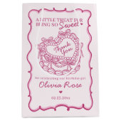 Roze Bow Retro Hart Coquette Taart Verjaardag Medium Cadeauzakje (Voorkant)