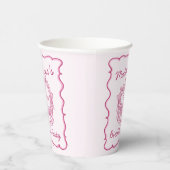 Roze Bow Retro Hart Coquette Taart Verjaardag Papieren Bekers (Rechts)