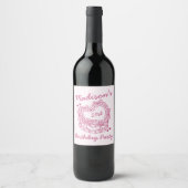 Roze Bow Retro Hart Coquette Taart Verjaardag Wijn Etiket (Voorkant)