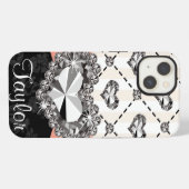 Roze Bow Rhinestone Heart iPhone Hoesje (Achterkant horizontaal)