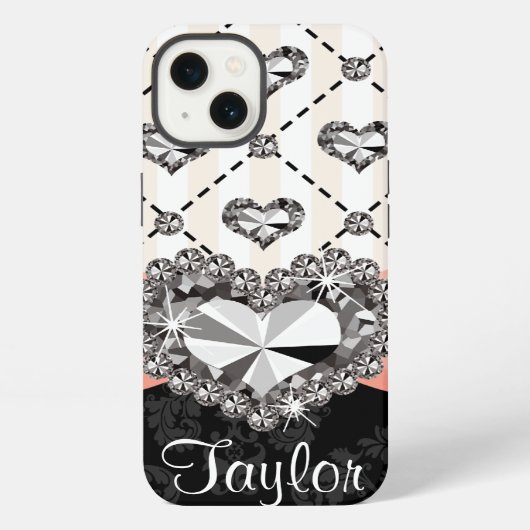 Roze Bow Rhinestone Heart iPhone Hoesje (Achterkant)