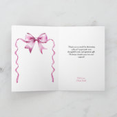 Roze Bow Ribbon Baby shower Bedankkaart (Binnen)