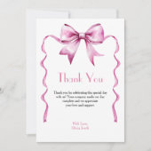Roze Bow Ribbon Baby shower Bedankkaart (Voorkant)