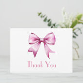Roze Bow Ribbon Baby shower Bedankkaart (Staand voorkant)