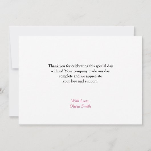 Roze Bow Ribbon Baby shower Bedankkaart (Achterkant)