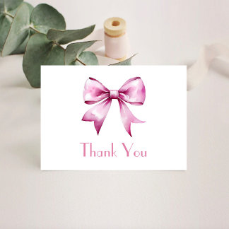 Roze Bow Ribbon Baby shower Bedankkaart