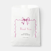 Roze Bow Ribbon Baby shower Bedankzakje (Voorkant)