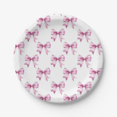 Roze Bow Ribbon Baby shower Papieren Bordje (Voorkant)