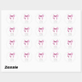 Roze Bow Ribbon Baby shower Ronde Sticker (Vel)