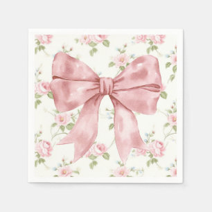 Roze Bow Ribbon Baby shower Servet
