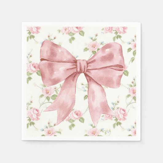 Roze Bow Ribbon Baby shower Servet (Voorkant)